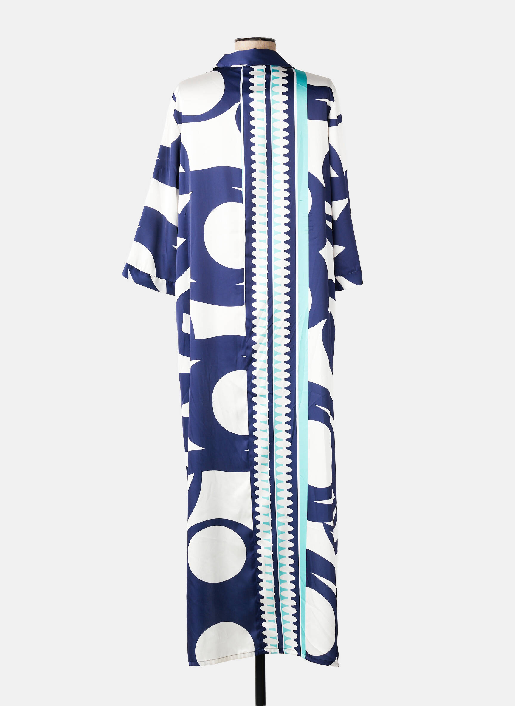 Robe longue imprimé fantaisie manches 3/4 bleu DARIA femme
