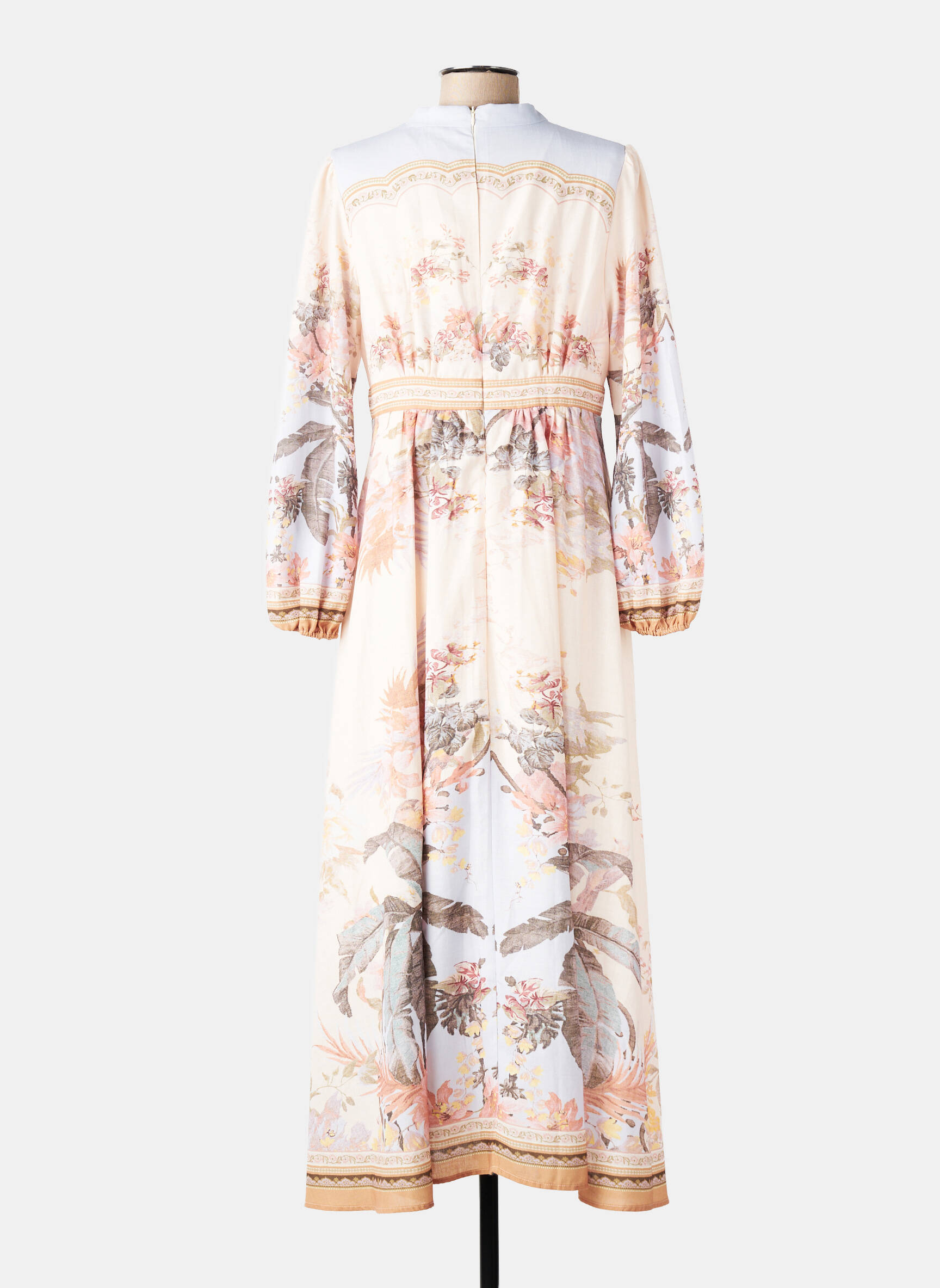 Robe longue imprimé fantaisie manches 3/4 rose CIVICO 1 femme