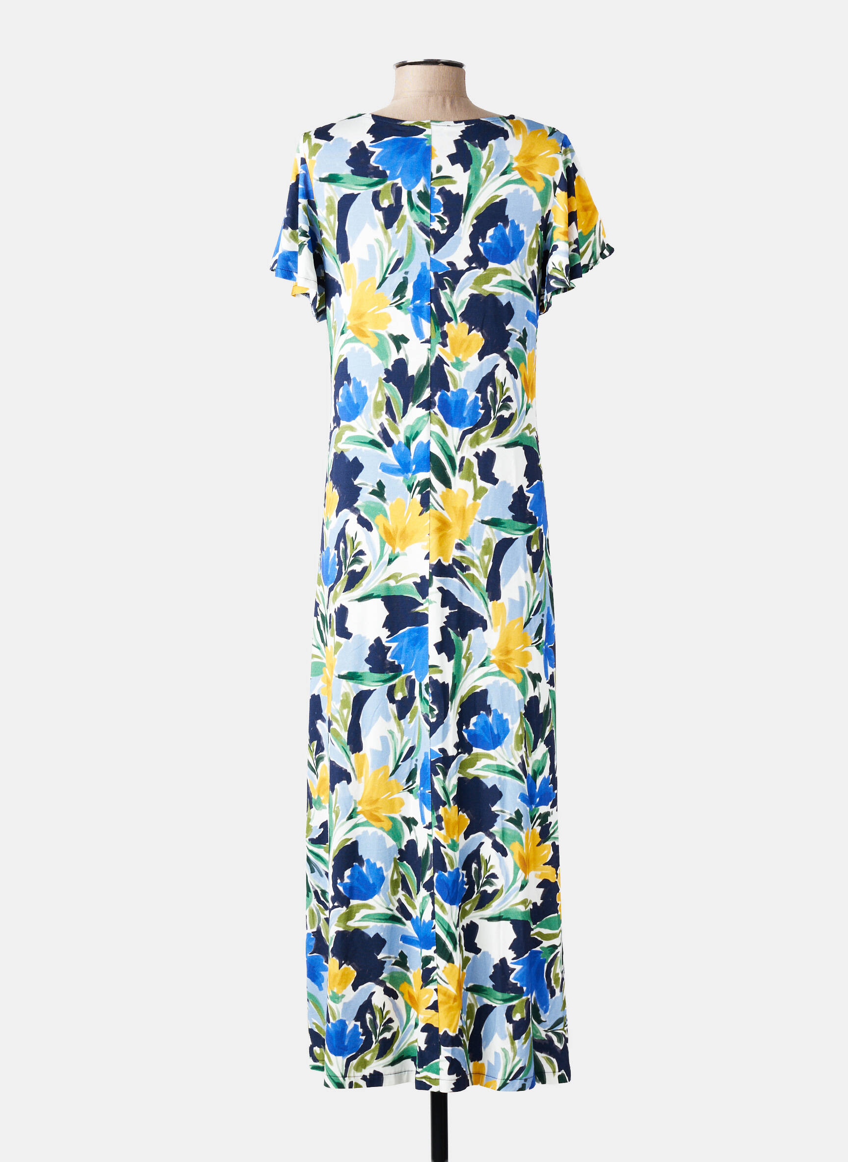 Robe longue manches courtes manches courtes bleu AN II VITO femme