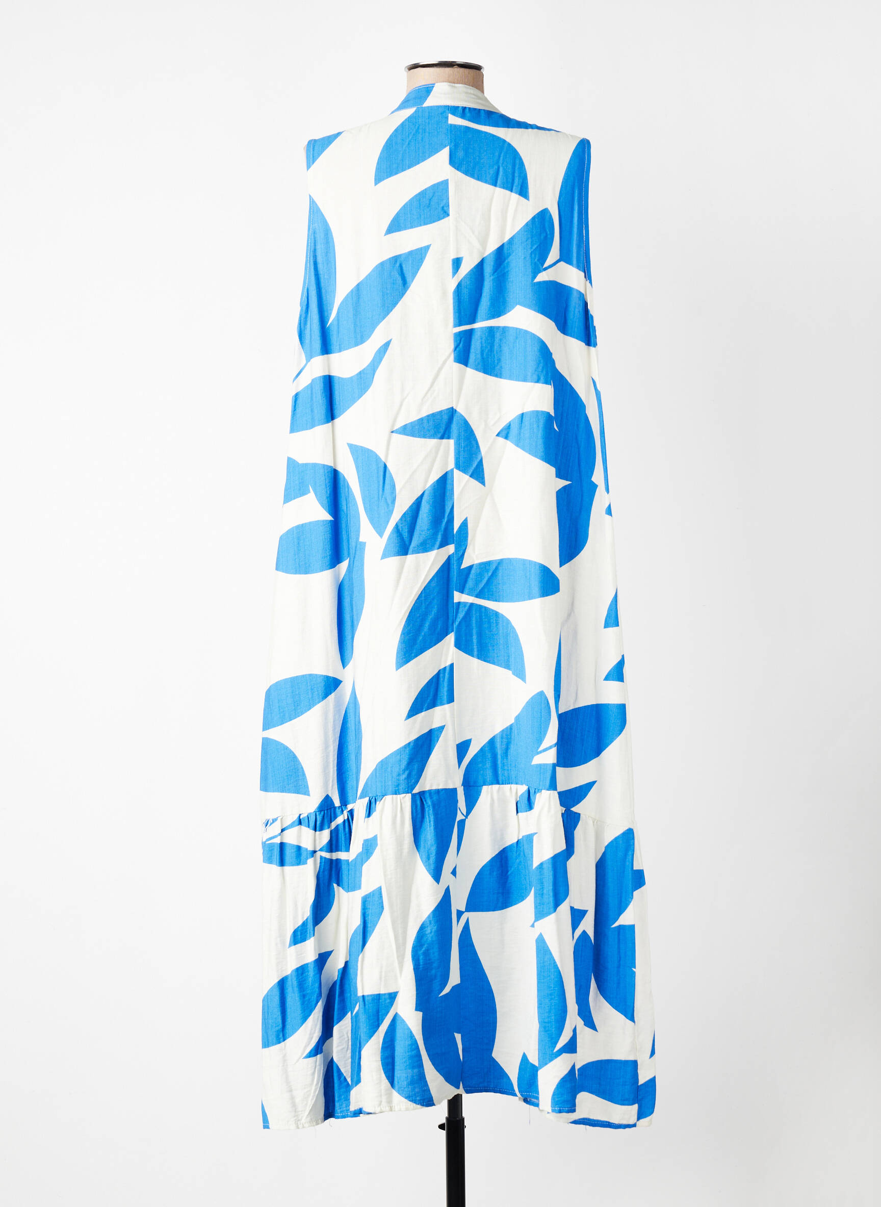 Robe longue tissage popeline sans manche bleu FLY OUT femme