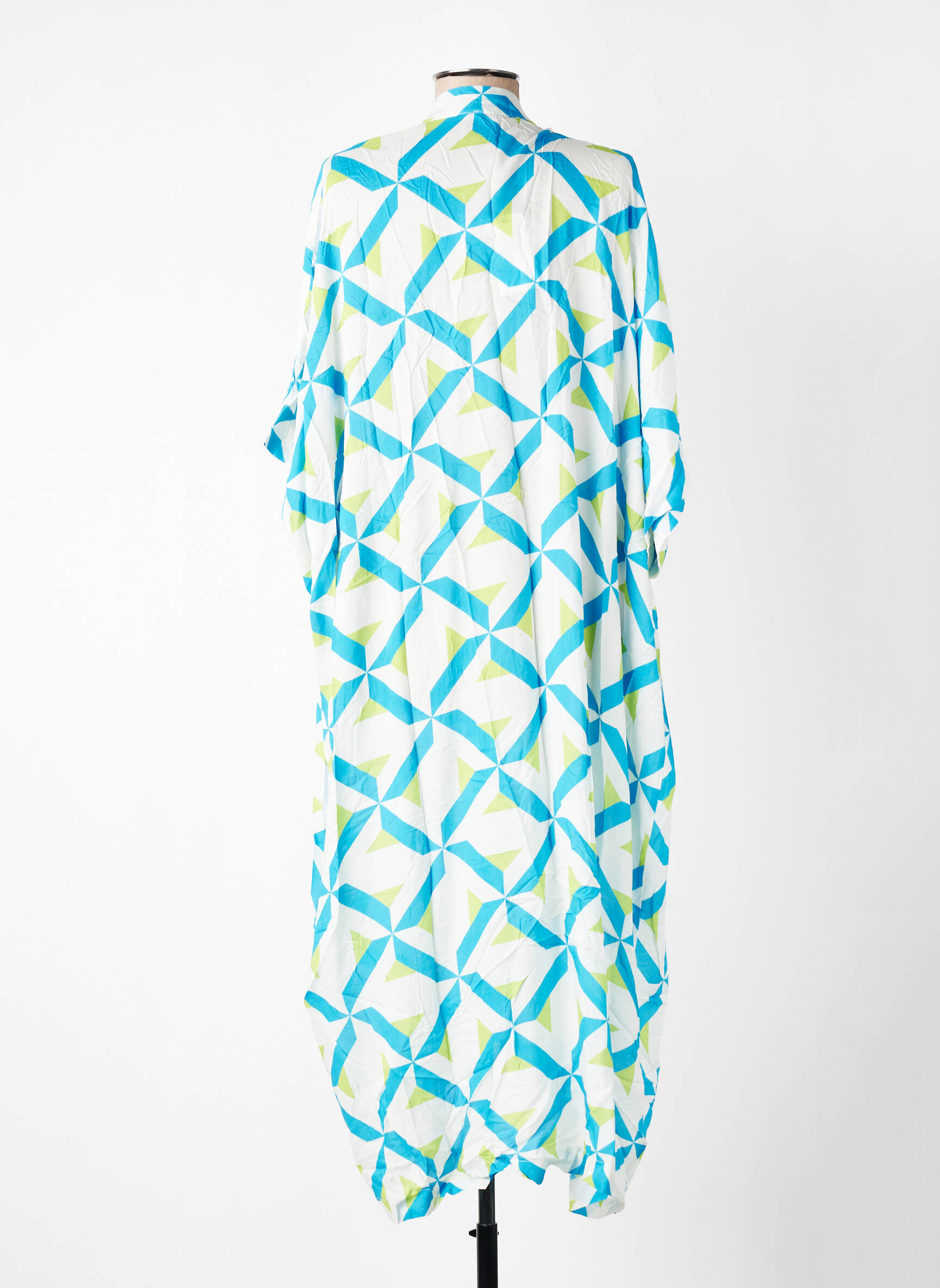 Veste kimono col v bleu MAT. femme