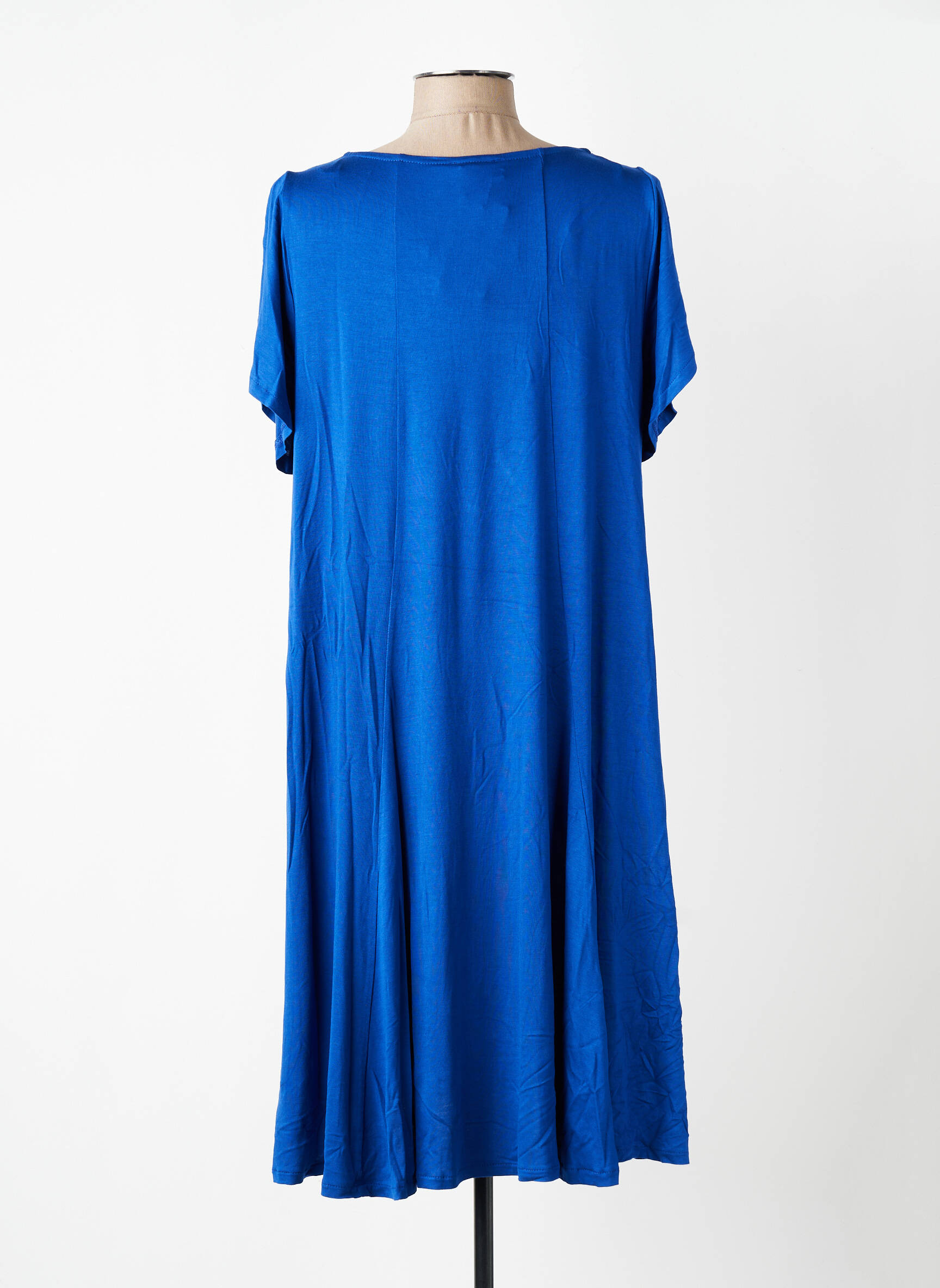 Robe mi-longue imprimé fleurs manches courtes bleu AN II VITO femme
