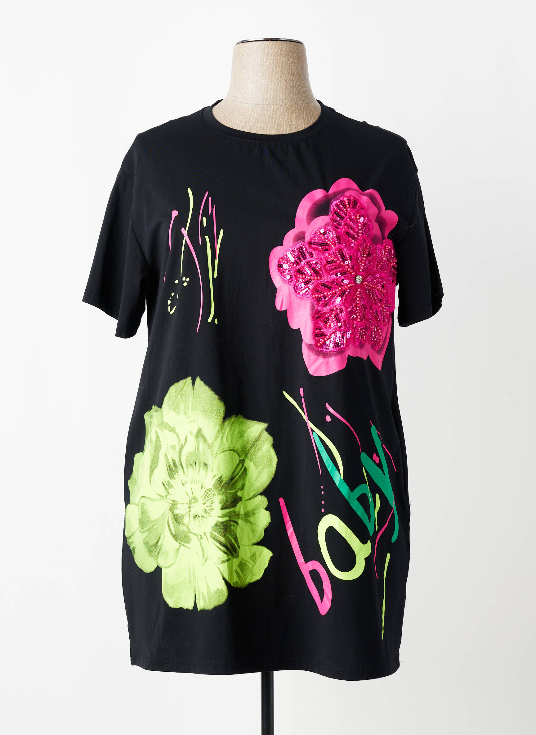 T-shirt stretch manches courtes noir FLY OUT femme
