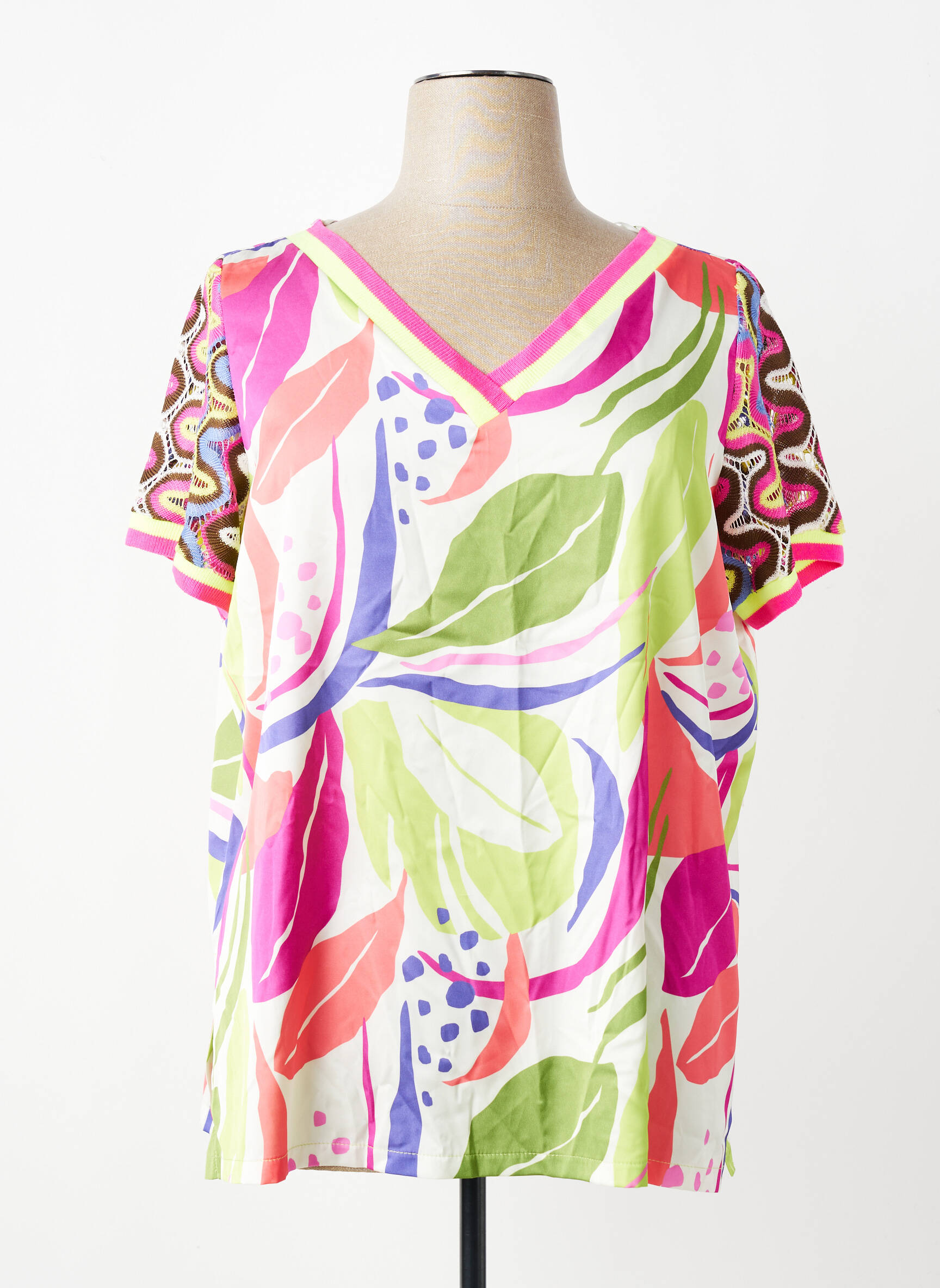 Top stretch manches courtes rose AN II VITO femme
