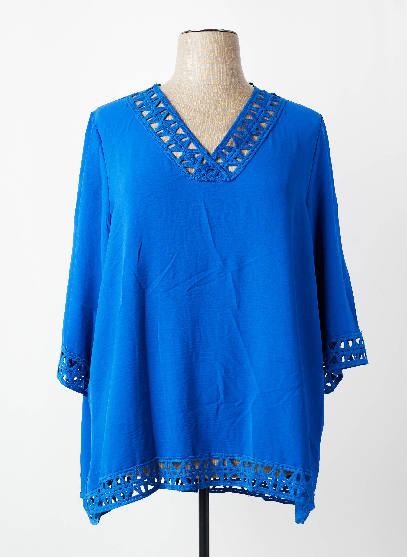 Blouse manches 3/4 manches 3/4 bleu AN II VITO femme