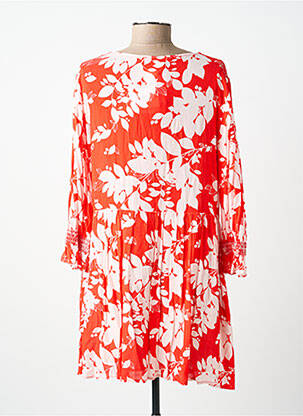 Robe courte imprimé fleurs manches 3/4 rouge EMILIE.K femme