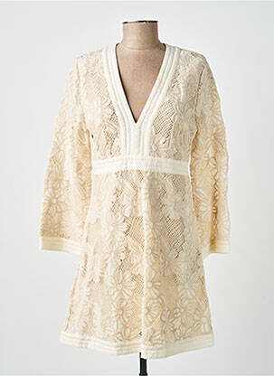 Robe courte fermeture zippée au dos manches longues beige LA PETITE ETOILE femme