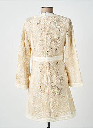 Robe courte fermeture zippée au dos manches longues beige LA PETITE ETOILE femme