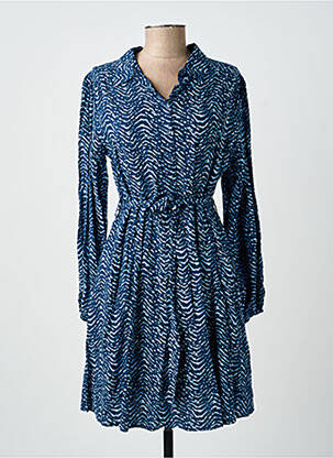 Robe courte manches longues manches longues bleu EMILIE.K femme