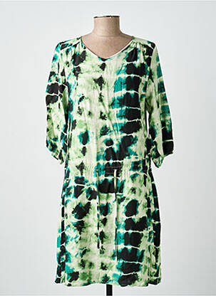 Robe mi-longue manches 3/4 manches 3/4 vert EMILIE.K femme
