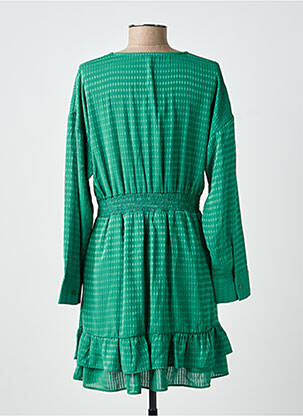 Robe courte coupe évasée manches longues vert EMILIE.K femme