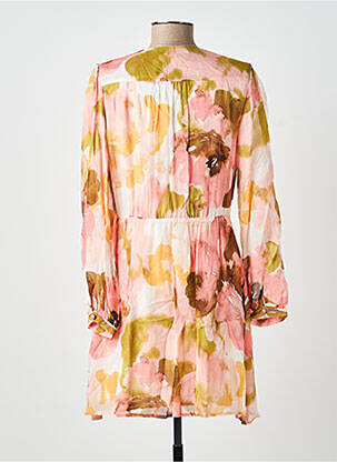 Robe mi-longue coupe fluide manches longues rose LA PETITE FRANCAISE femme