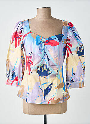 Top imprimé fantaisie manches 3/4 bleu NUMPH femme