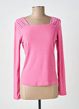 Top col carré manches longues rose NUMPH femme