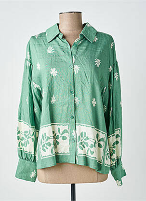 Chemisier imprimé fleurs manches longues vert EMILIE.K femme