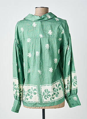Chemisier imprimé fleurs manches longues vert EMILIE.K femme