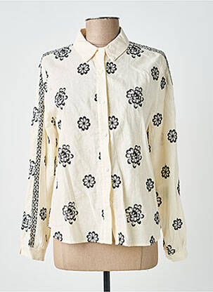 Chemisier tissage crêpe manches longues beige EMILIE.K femme
