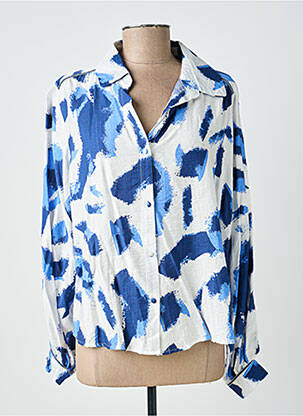 Chemisier tissage crêpe manches longues bleu EMILIE.K femme