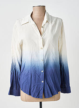 Chemisier coupe fluide manches longues bleu EMILIE.K femme
