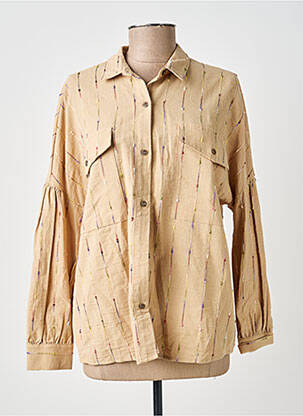 Chemisier coupe cintrée manches longues beige EMILIE.K femme