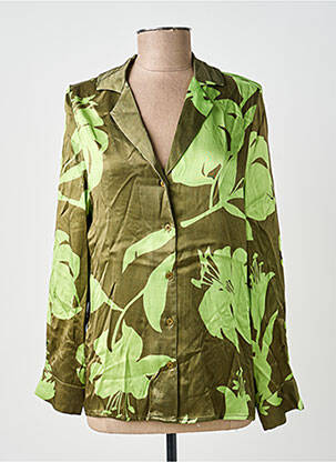 Chemisier imprimé fleurs manches longues vert ARTLOVE femme