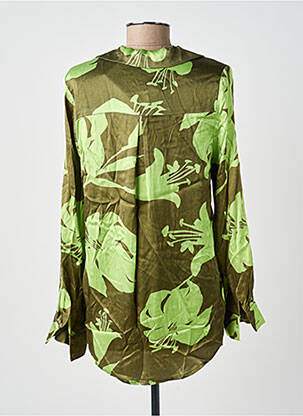 Chemisier imprimé fleurs manches longues vert ARTLOVE femme