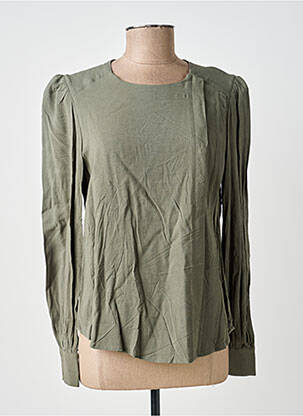 Blouse poignets boutonnés avec fente manches longues vert YUKA femme