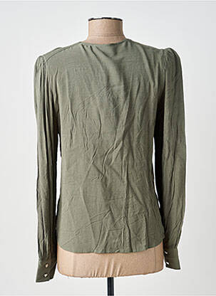 Blouse poignets boutonnés avec fente manches longues vert YUKA femme