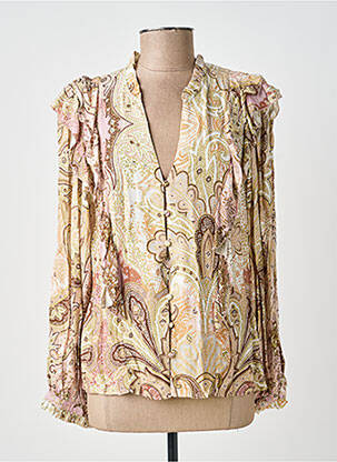 Chemisier imprimé fleurs manches longues beige LA PETITE ETOILE femme
