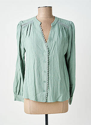 Chemisier coupe cintrée manches longues vert EMILIE.K femme