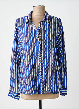 Chemisier coupe droite manches longues bleu LA PETITE ETOILE femme