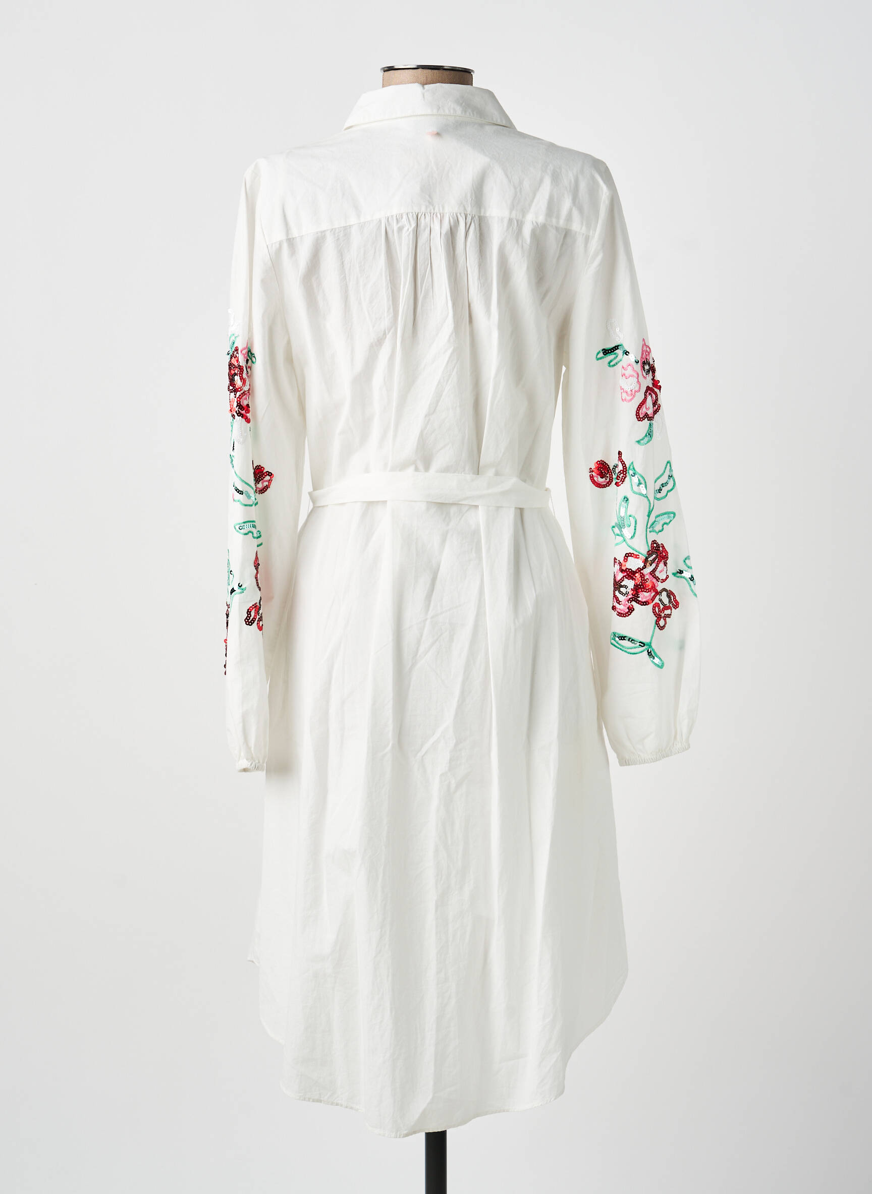 Robe mi-longue manches longues manches longues blanc NUMPH femme