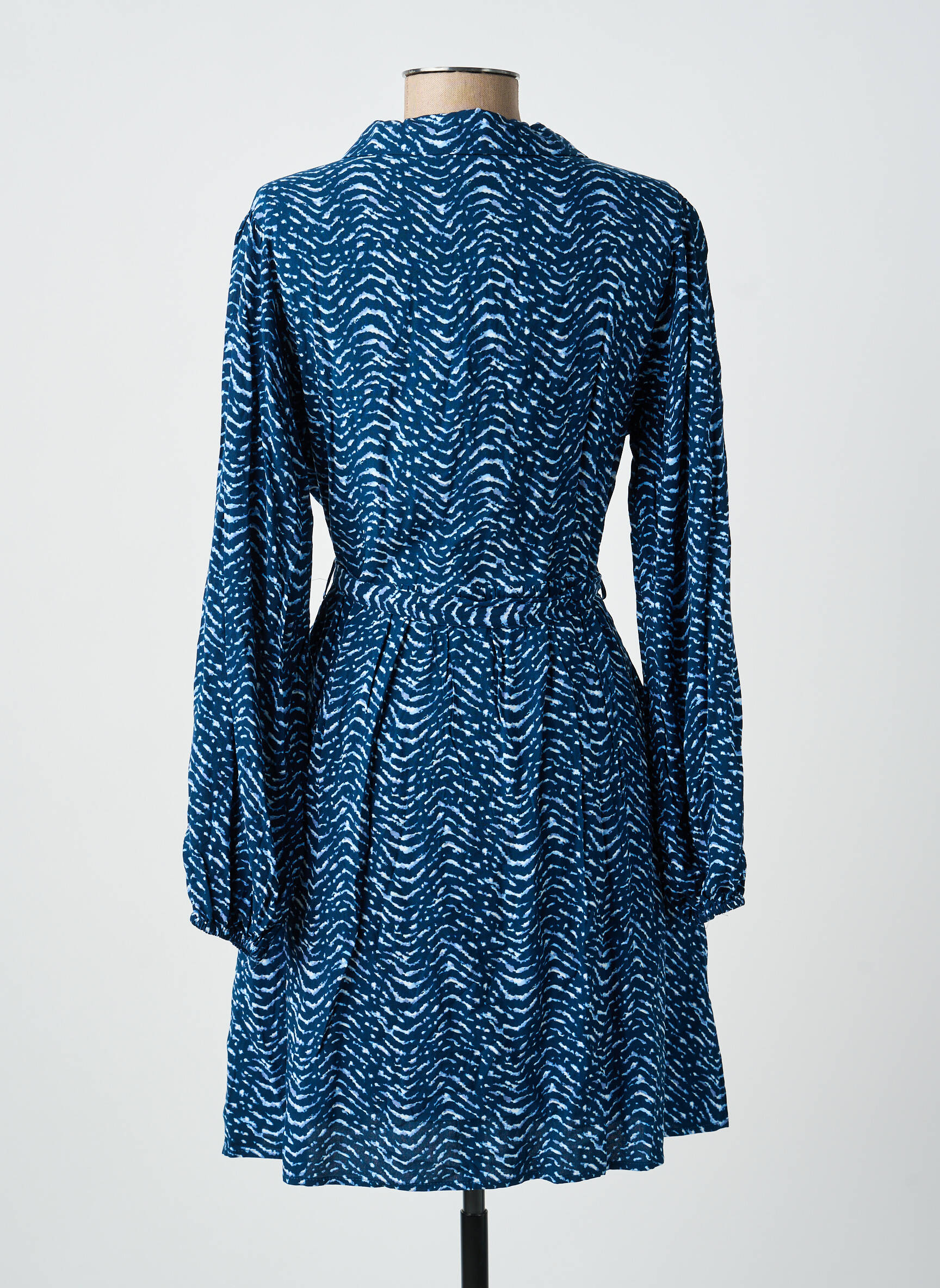 Robe courte manches longues manches longues bleu EMILIE.K femme