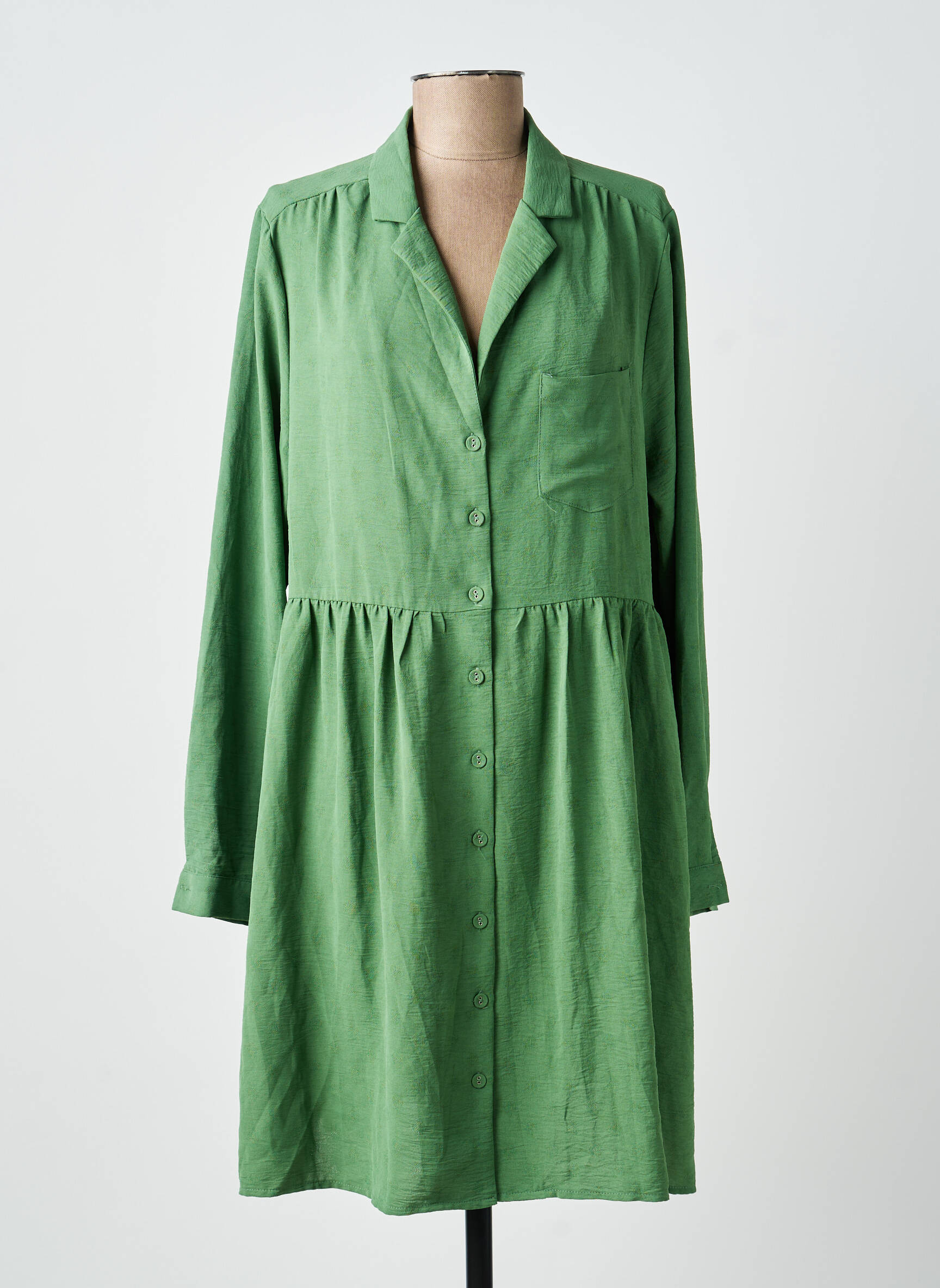 Robe courte coupe évasée manches longues vert ANDY & LUCY femme