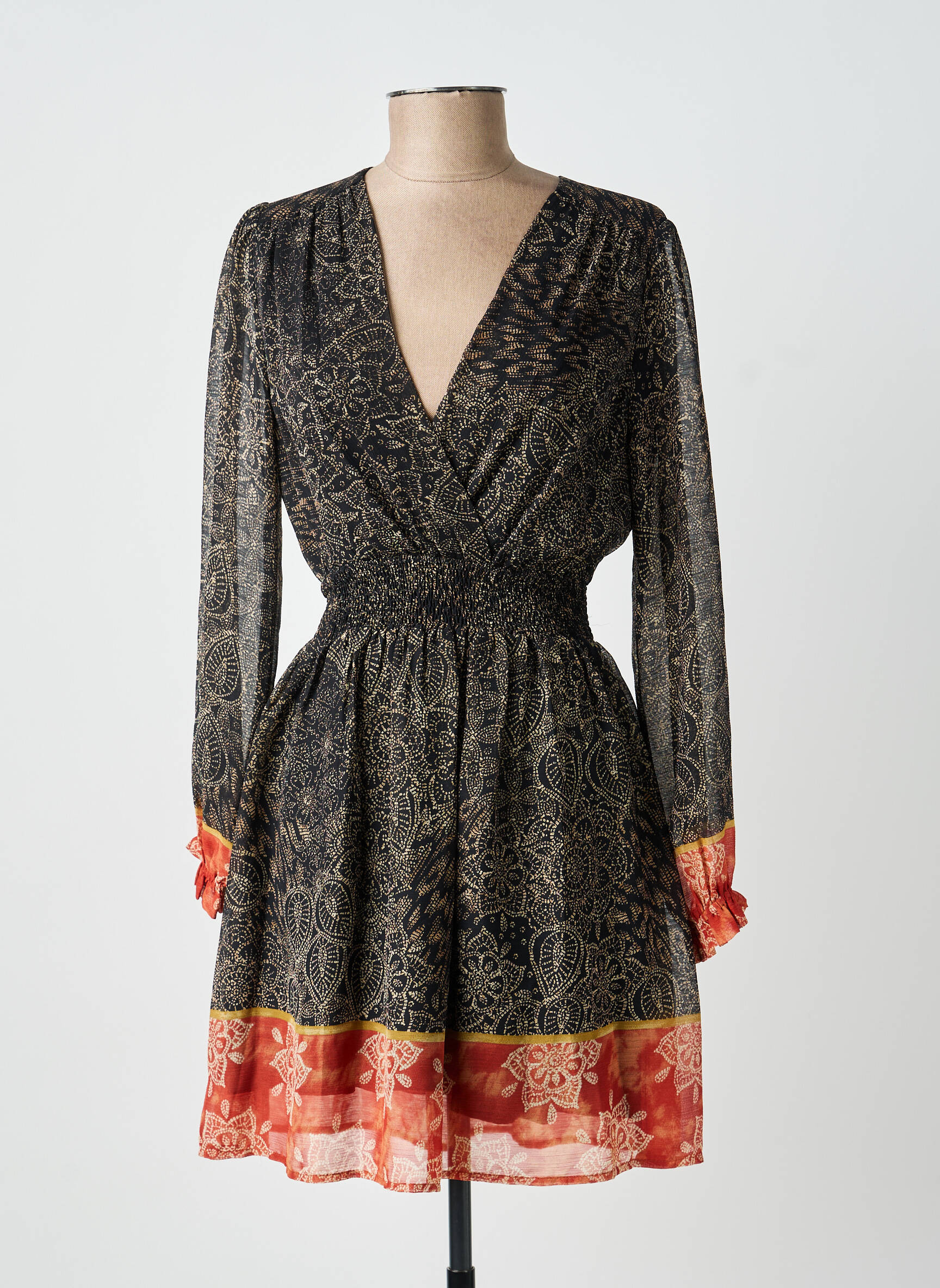 Robe courte manches longues manches longues noir LA PETITE FRANCAISE femme