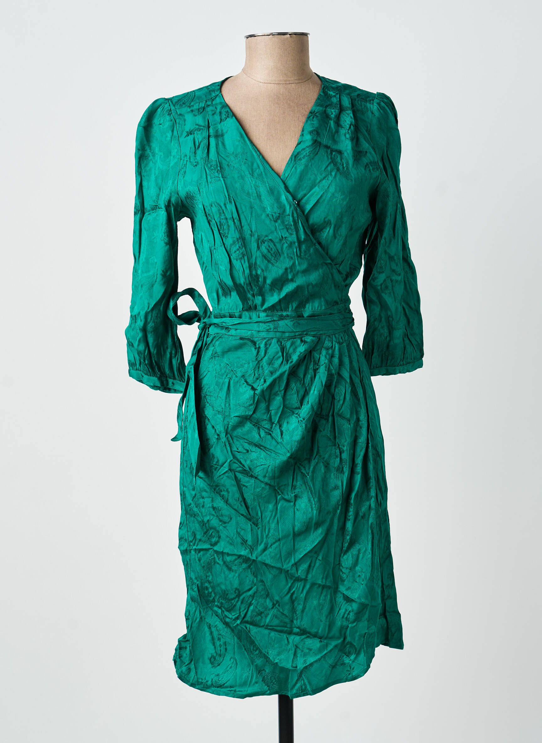 Robe mi-longue manches 3/4 manches 3/4 vert LA PETITE ETOILE femme