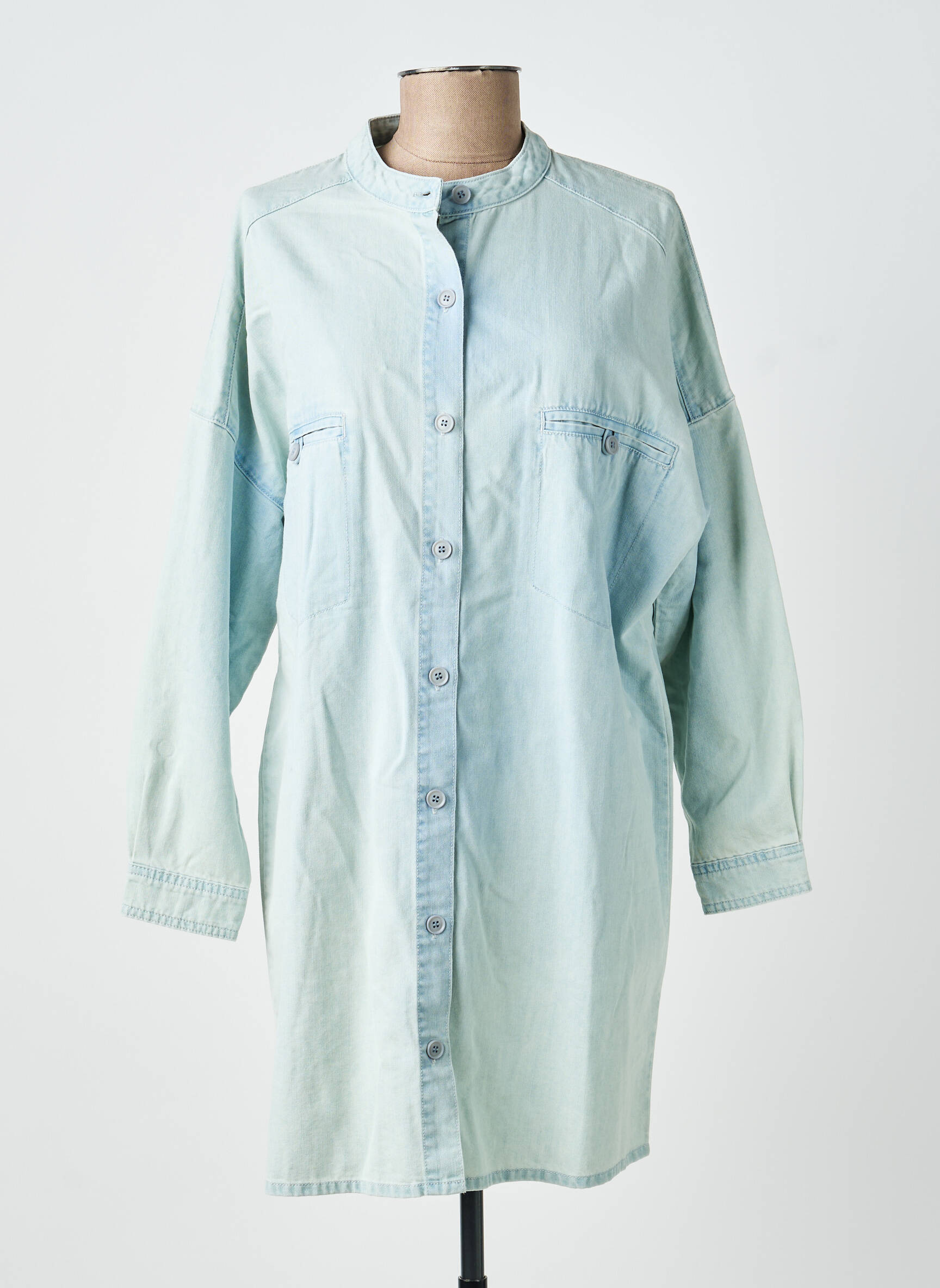 Robe courte manches longues manches longues bleu ARTLOVE femme