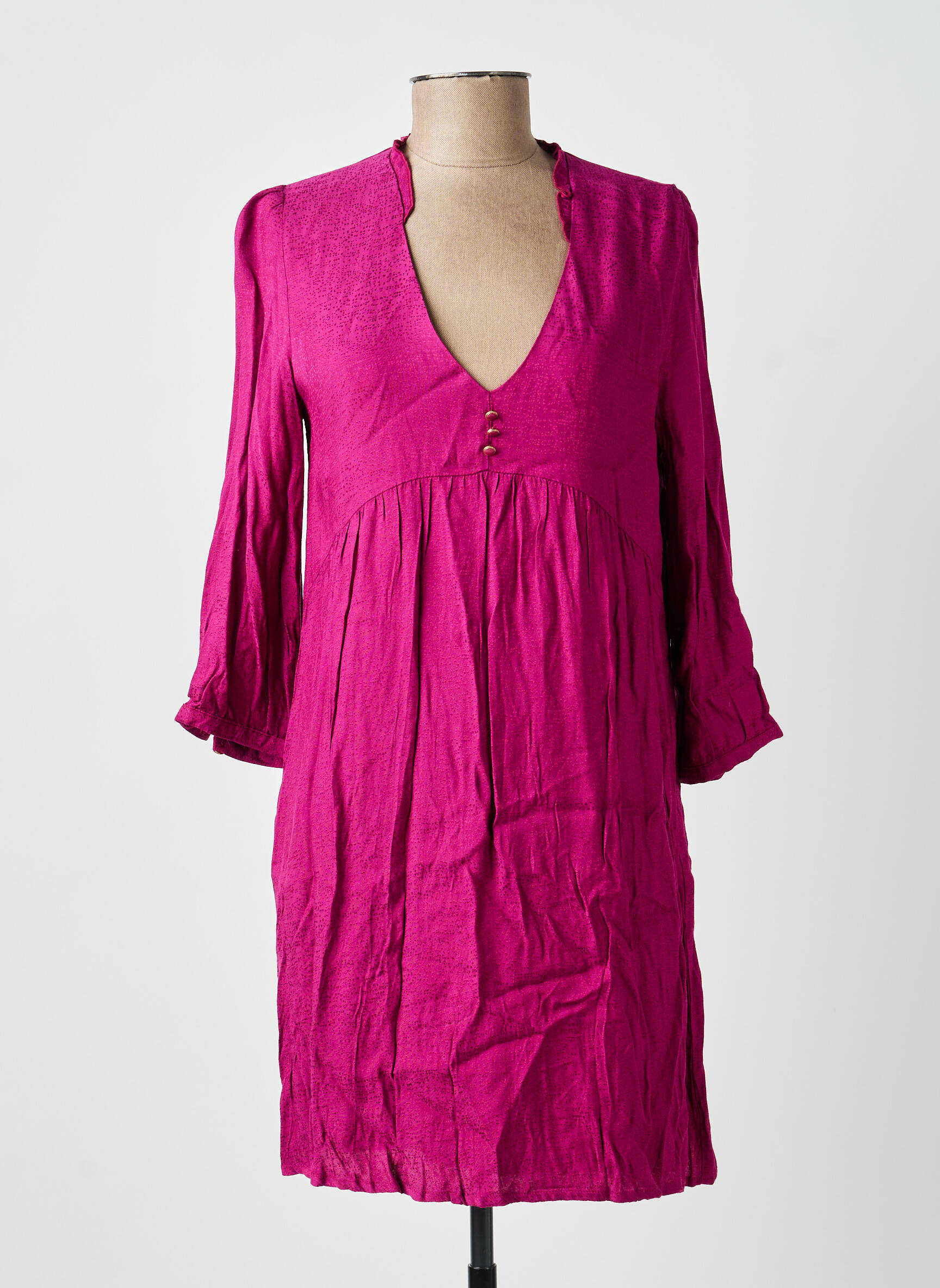 Robe courte manches longues manches longues rose LA PETITE FRANCAISE femme