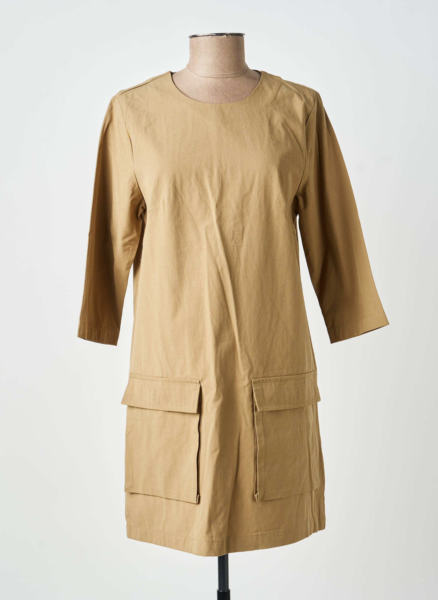 Robe courte manches 3/4 manches 3/4 marron LA PETITE ETOILE femme