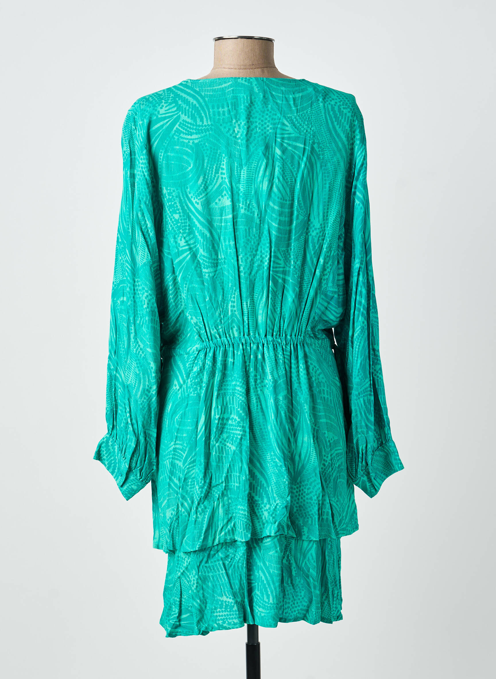 Robe courte manches longues manches longues vert ARTLOVE femme