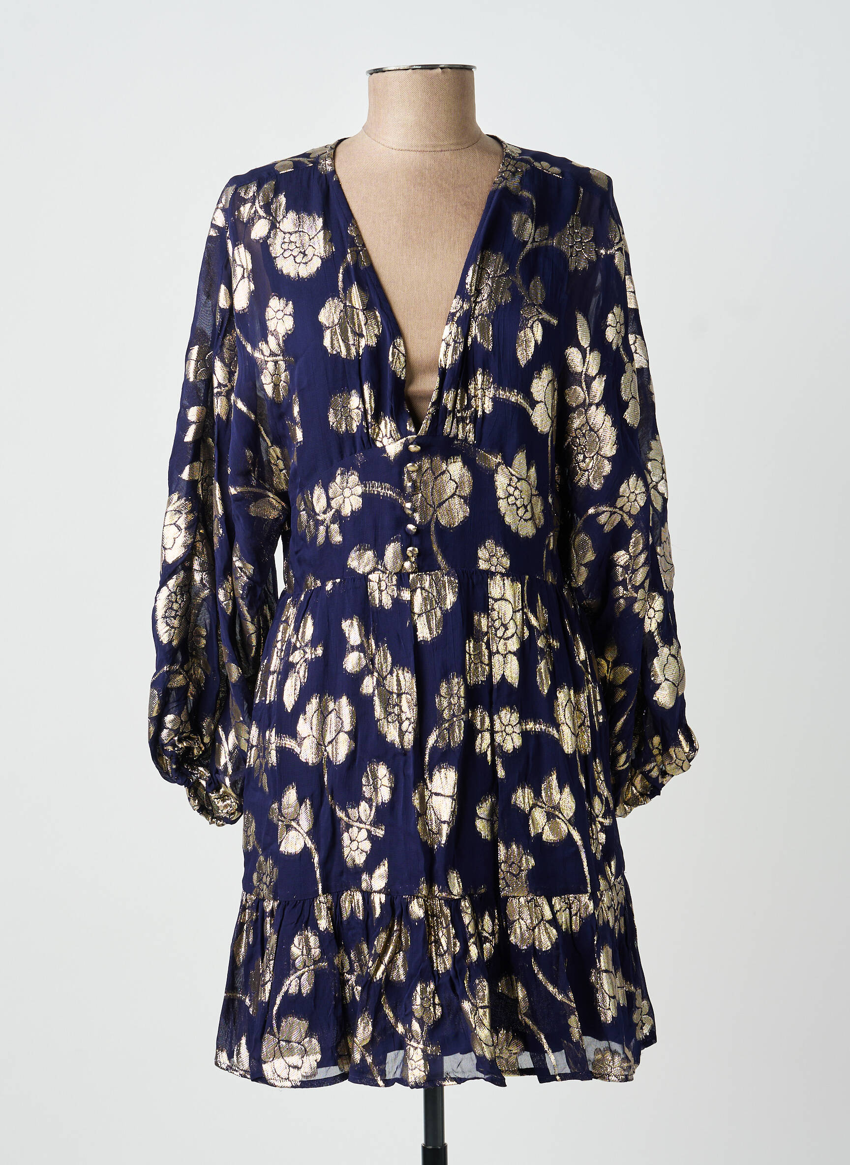 Robe courte manches longues manches longues bleu LA PETITE ETOILE femme