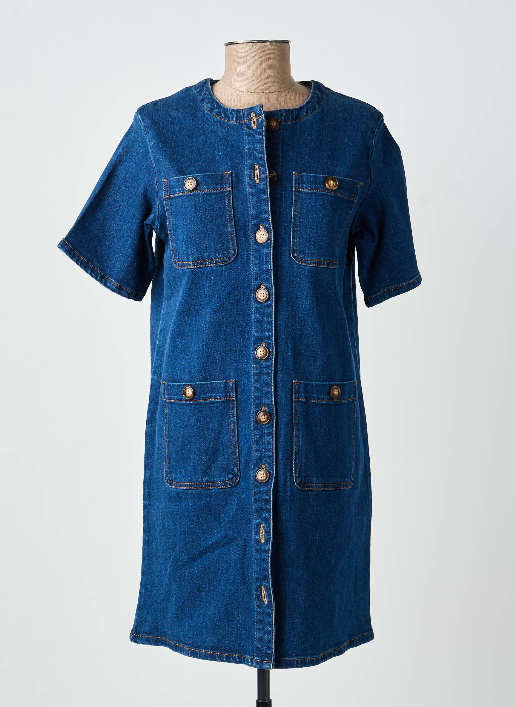 Robe courte manches courtes manches courtes bleu LA PETITE ETOILE femme