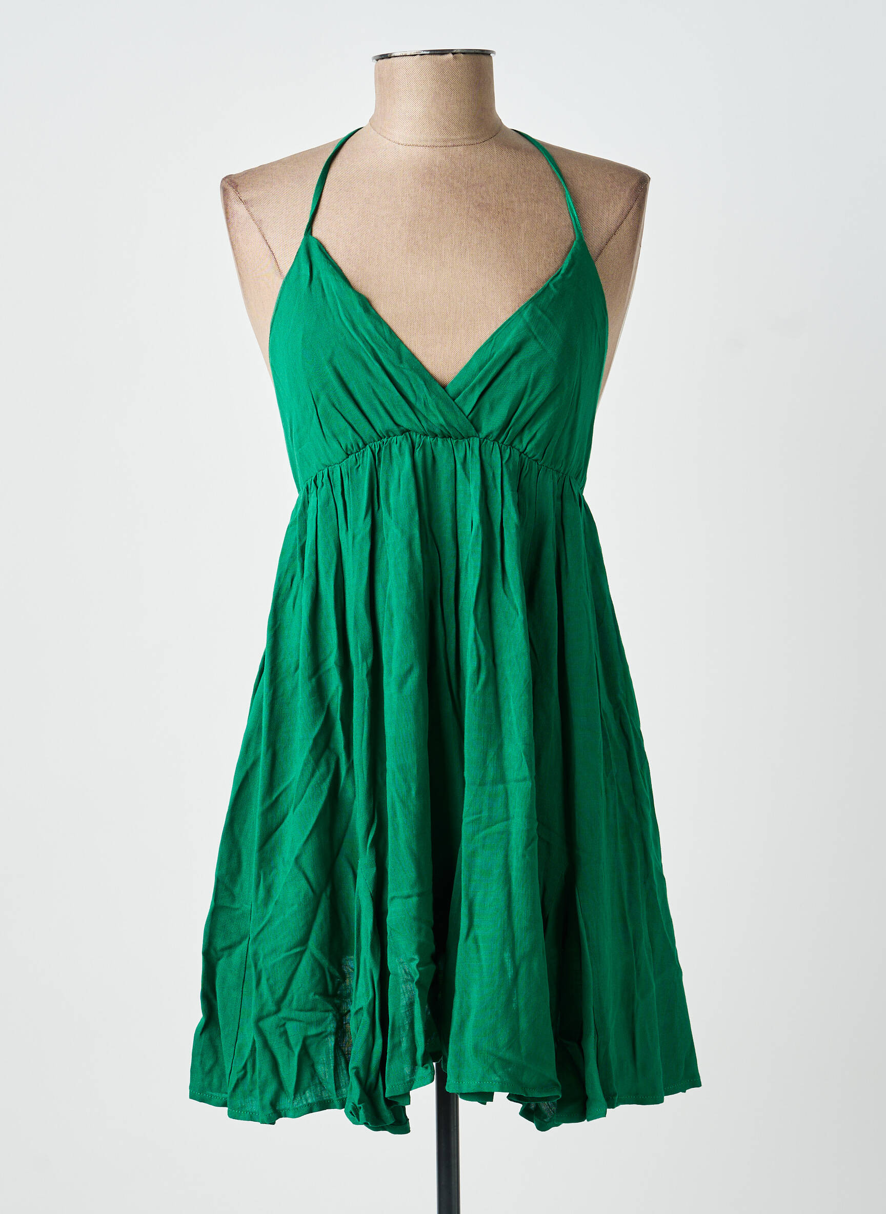 Robe courte coupe évasée fines bretelles vert LA PETITE ETOILE femme