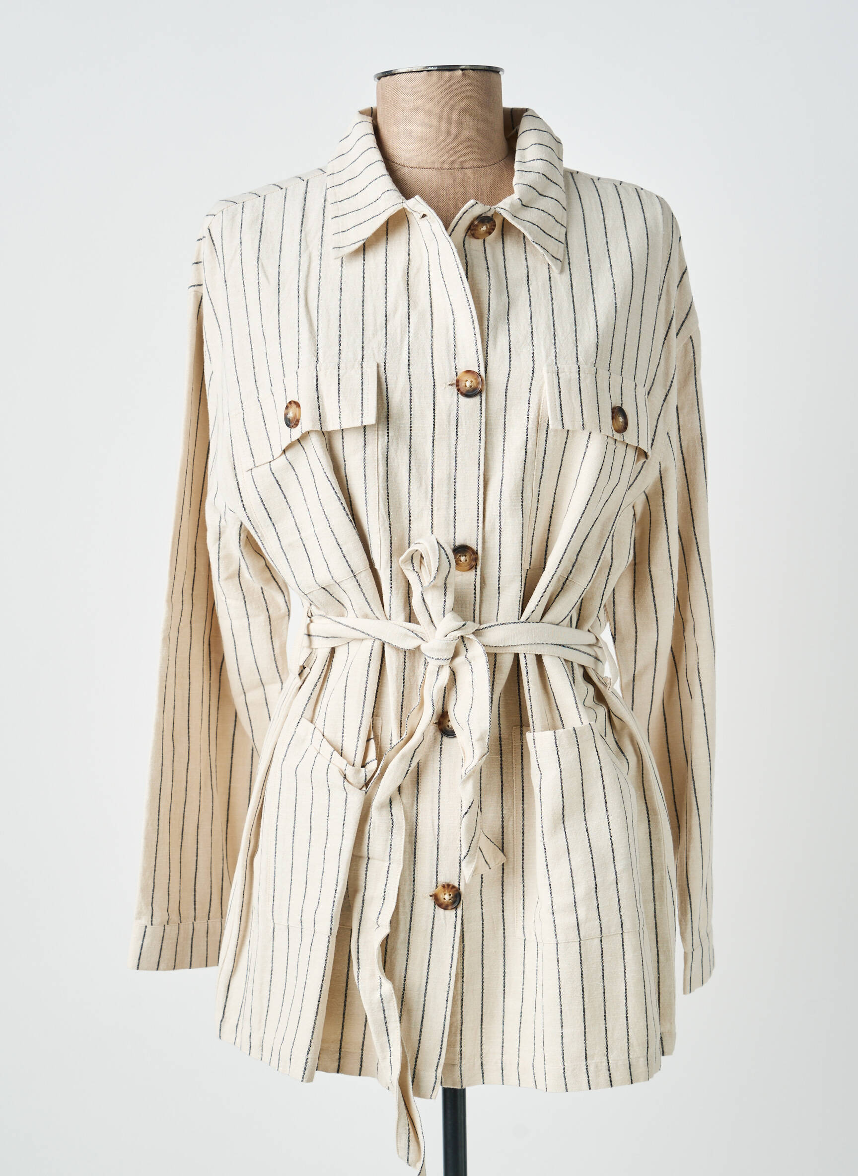 Veste casual poignets boutonnés avec fente beige LA PETITE ETOILE femme