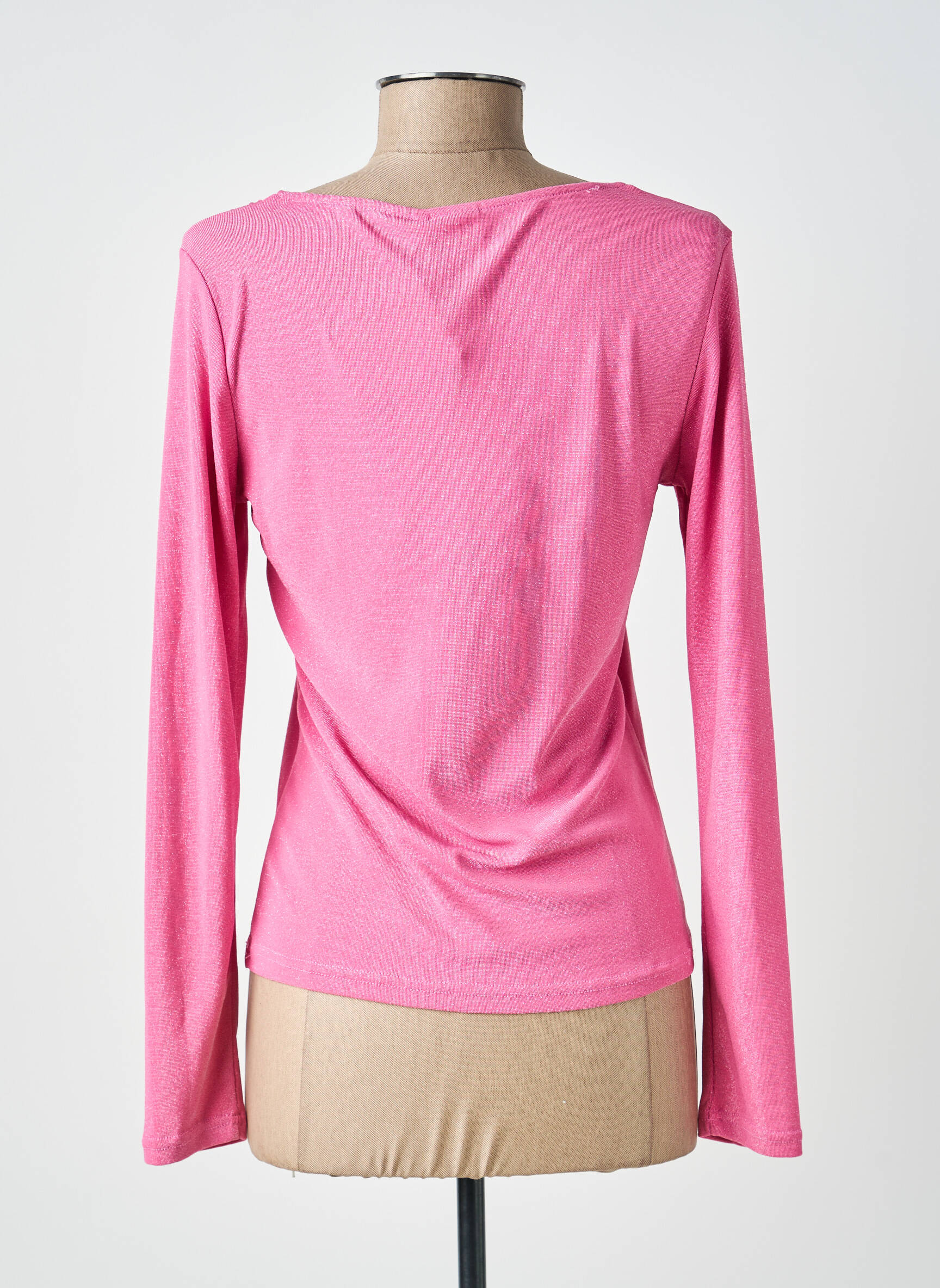 Top col carré manches longues rose NUMPH femme