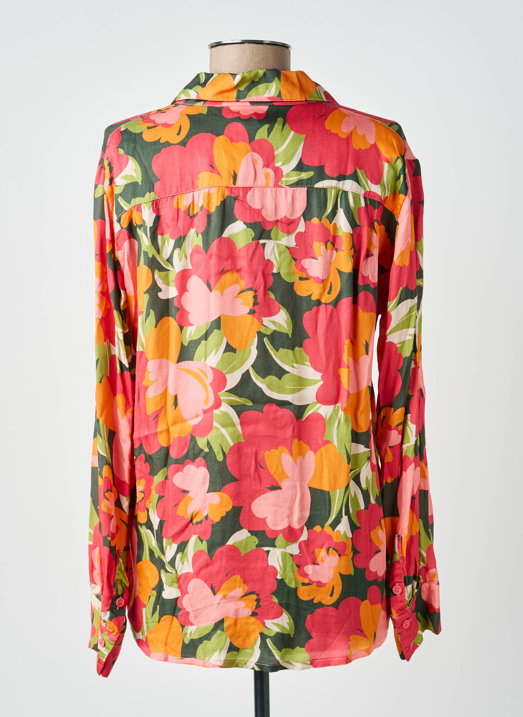 Chemisier imprimé fleurs manches longues orange KANOPE femme