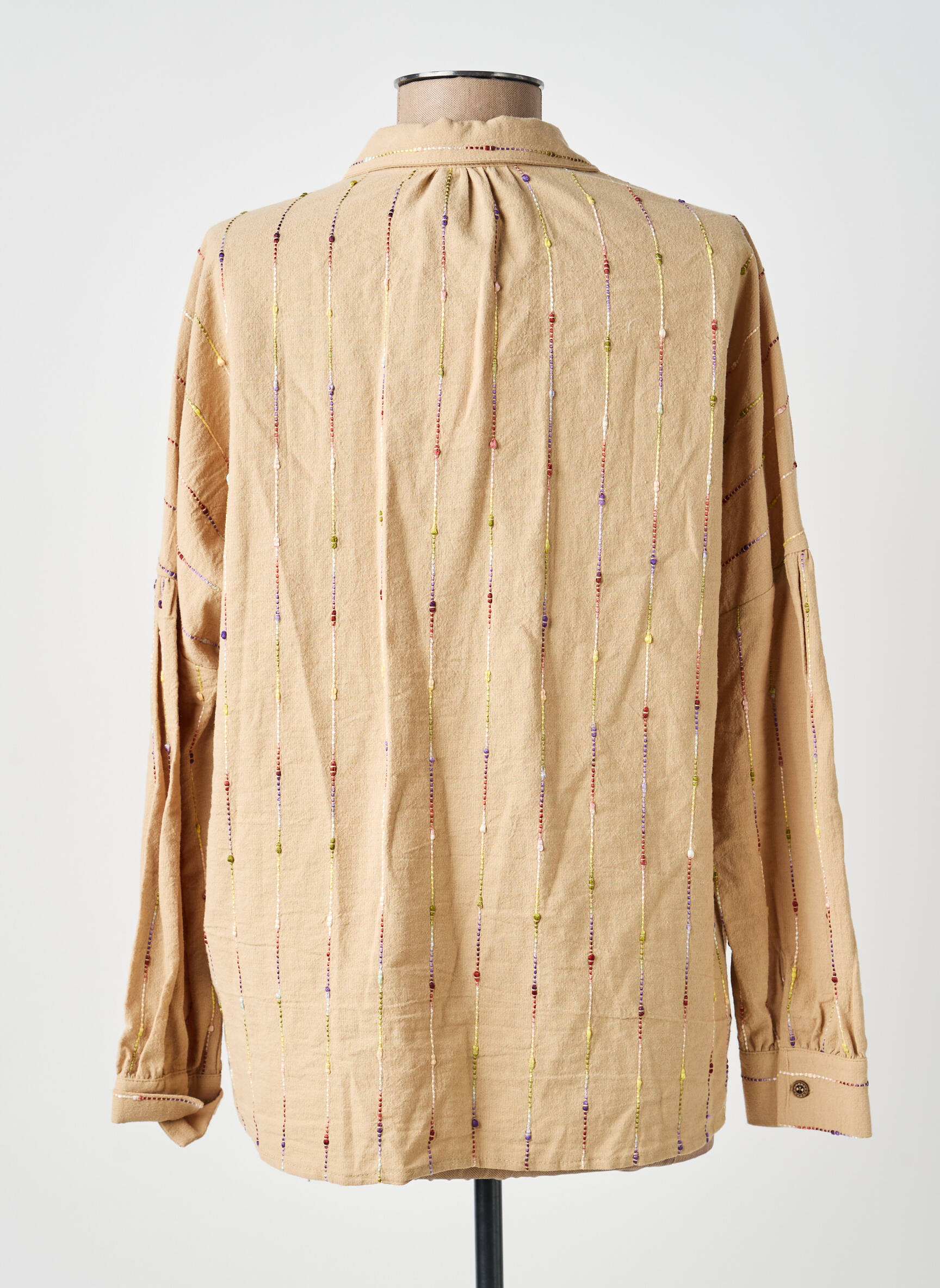 Chemisier coupe cintrée manches longues beige EMILIE.K femme