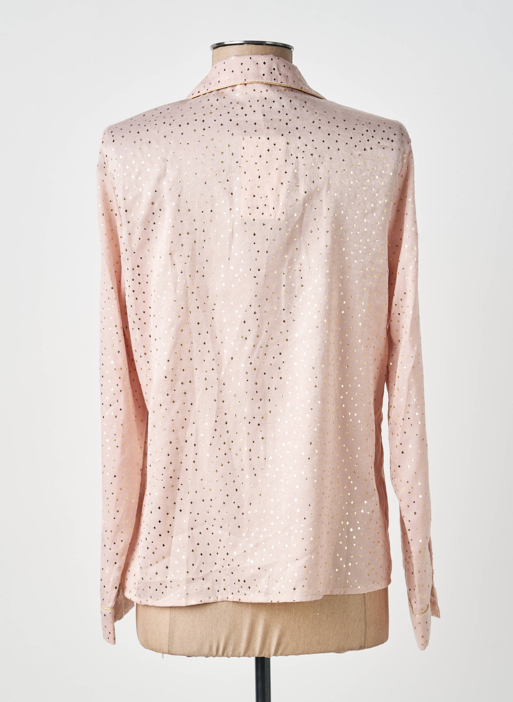 Chemisier tissage crêpe manches longues rose ANDY & LUCY femme