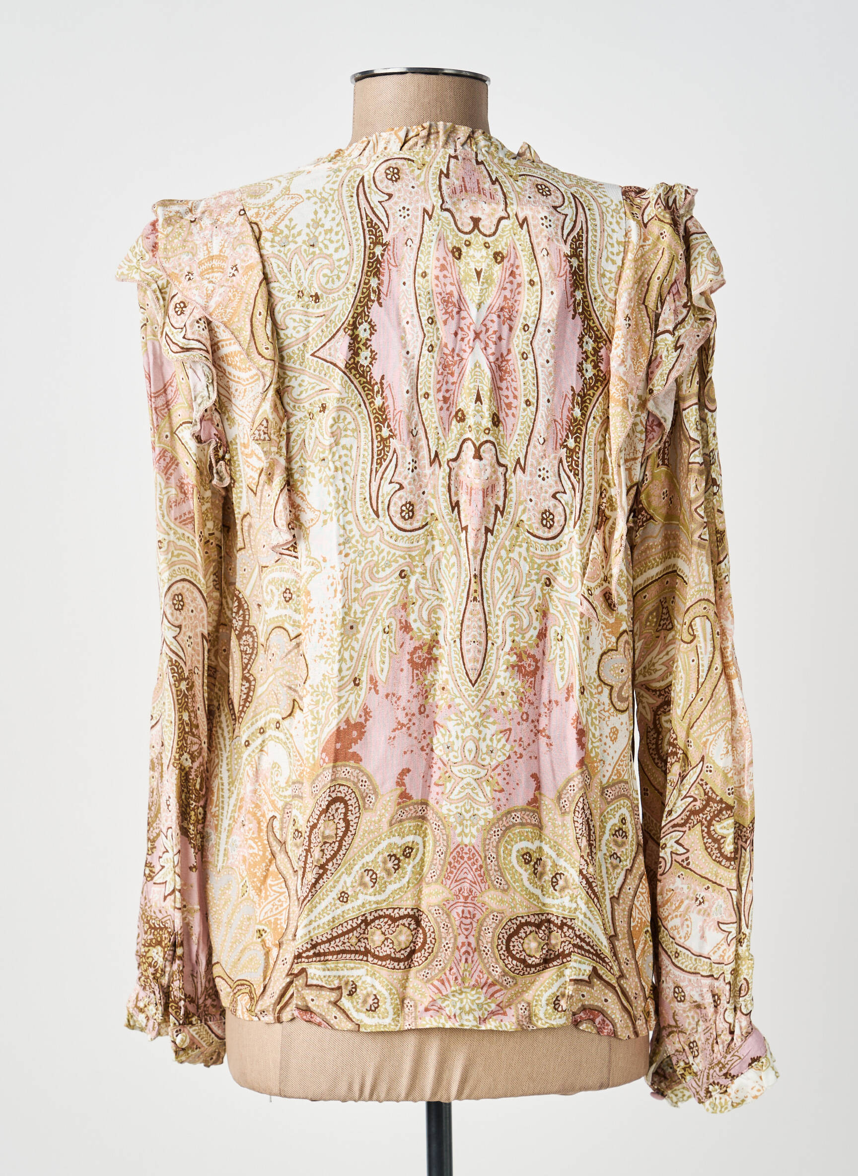 Chemisier imprimé fleurs manches longues beige LA PETITE ETOILE femme