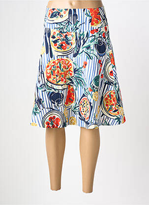 Jupe mi-longue taille à pinces bleu BLUTSGESCHWISTER femme